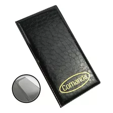 Porta Conta De Mesa Para Restaurante Com Bolsa Interna Cor Preto Kit 5unidades