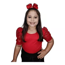 Blusa Mini Diva Infantil Manga Bufante Meninas Estilosas