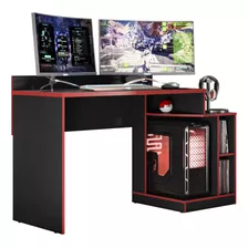 Escritorio - Muebles Web - Linea Gamer - Modelo Escalonado - Negro/rojo