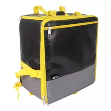 Bolso Mochila Térmica Delivery 43x40x47 Cm - Negro/amarillo