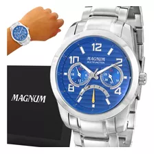 Relógio Masculino Magnum Prata Luxo Original Garantia 2 Anos