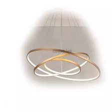 Pendente Arco Led Cobre Triplo 80cm Circular Mesa Jantar Arc