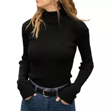 Sweater Beatle Cuello Alto Doble Lanilla De Mujer