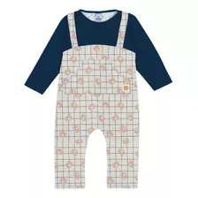 Macacão Bebê Masculino Meia Malha Molecotton Azul Marinho