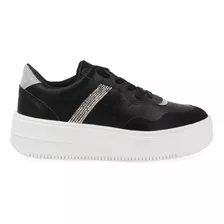 Tenis Urbano Vazza Color Negro Decorado Brillo Para Mujer