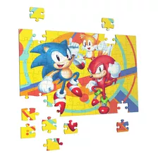 Quebra Cabeça Infantil Sonic Brinquedo 90 Peças Brinquedo