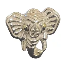 Anillo Cara De Elefante Macizo De Plata 925 Y Oro Joyería