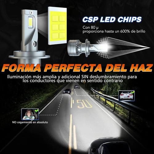 Kit De Faros Led H1 H7 Luz Alta Y Baja Para Peugeot, 30000 L Foto 6