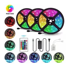 Tira Luces Led Rgb 15 Metros 5050 Fuente 12v Control Gamer