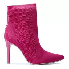 Bota Bico Fino Knit Feminina Salto Alto Bebecê