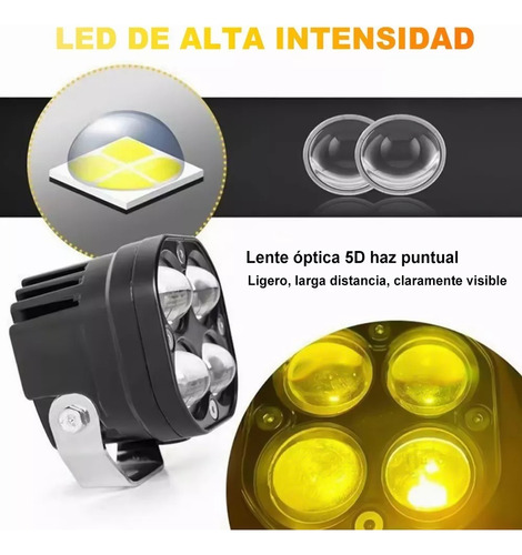 Par Faros De Lupa Led Luz Cinco Color De Auto Moto 32000 Lm Foto 4