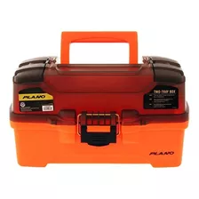 Caja Pesca Plano 6221 2 Bandejas Porta Accesorios Y Señuelos Color Naranja