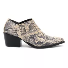 Bota Texana Cuero Taco 6 Cm Caña Corta Mujer Botineta 