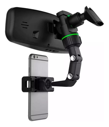 Soporte Para Celular Ele-gate Hold.64 Auto Espejo Retrovisor Articulado Color Negro
