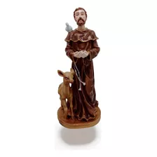 Imagem Estatua Santo São Francisco Assis 30cm Resina Animais