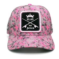 Bone Chapeu Aba Curva Feminino Pesca Bordado Camuflado