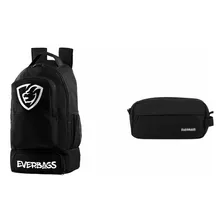 Kit Combos Mochila Térmica Fitness + Estojo Escolar Preto Liso Everbags