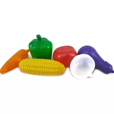 Kit 6 Peças Brinquedo Frutas E Legumes Colorido De Plástico