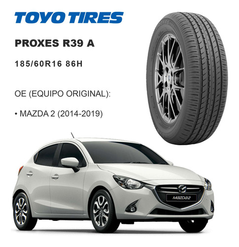 Paquete 2 Llantas 185/60r16 Toyo Proxes R39 86h Mazda 2 Foto 3