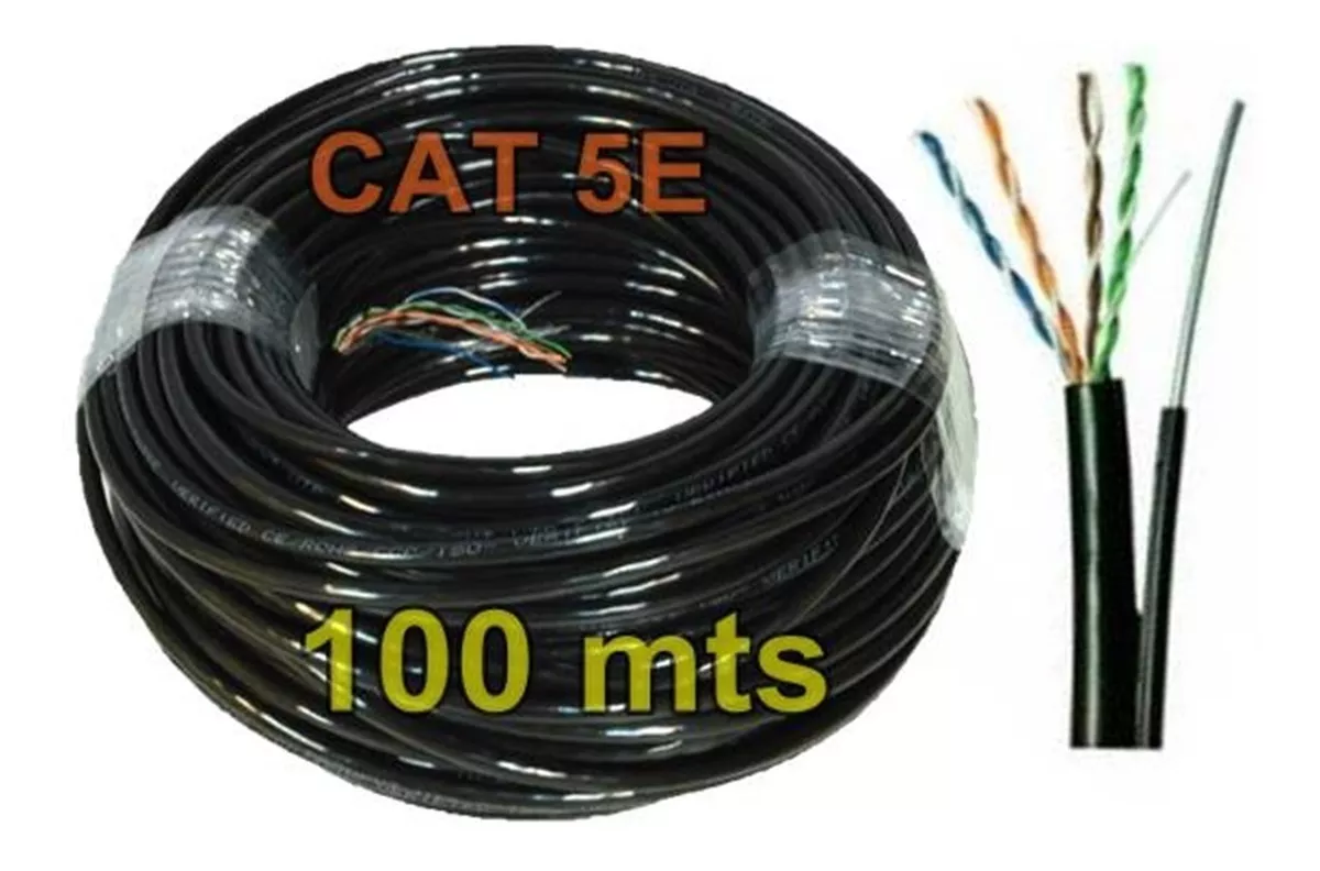 Cable Utp Exterior Mensajero Portante 100mts Cat5e Calidad