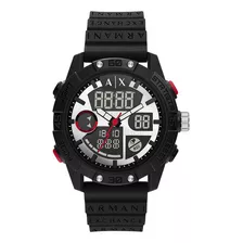 Reloj Hombre Armani Exchange Ax2960 D-bolt Color De La Correa Negro Color Del Bisel Negro Color Del Fondo Plateado