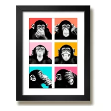 Quadro Macacos Chimps Pop Art Chimpanze Animais Decorativo