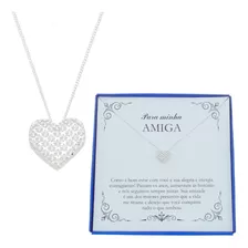 Presente Amiga Colar Feminino Prata 925 Aniversário Natal