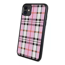 Funda Celular Diseño Cuadro Escoces Rosa Todos Los Modelos