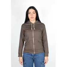 Campera Buzo Dama Canguro Cierre Capucha Algodon