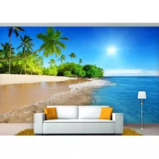 Papel De Parede 3d Paisagem Praia Mar Céu 10m² Npr126