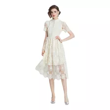 Vestido De Encaje Beige Para Mujer, Ropa De Moda De Verano