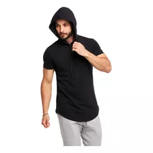 Camiseta Masculina Longline Oversized Manga Curta Com Gorro