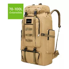 Mochila Tactica Camping 70-100 Lts Mochilero Ampliable Color Caqui