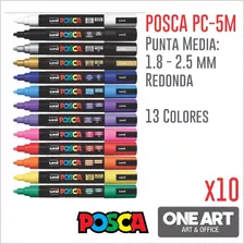 Marcador De Pintura Uni Posca Pc 5m Pta Redon 1.8-2.5mm X10