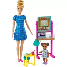Barbie Profissões Professora Loira Com Aluna - Mattel Hcn19