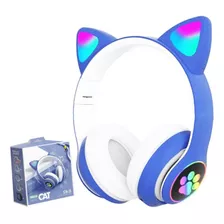 Audífono Bluetooth Gato Con Luz Led Recargable Kawai