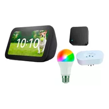 Kit Alexa Echo Show 5 + Tomada Smart + Controle + Lampada 