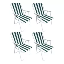 Paquete 4 Silla Plegable Para Playa Jardin 100% Poliéster