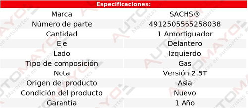 1 - Amortiguador Gas Del Izq Sachs V70 L5 2.5l Volvo 08-13 Foto 2