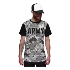 Camiseta Army Camuflada Cinza Exército Top