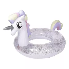 Flotador Inflable Con Forma De Unicornio Con Purpurina, 90 Cm, Playa, Piscina, Sol