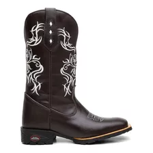 Bota Texana Feminina Floral Em Couro