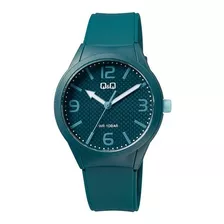 Reloj Qq Original Moda Casual Ajustable Resiste Sumergible Color De La Correa Verde Azulado Color Del Bisel Verde Azulado Color Del Fondo Verde Azulado