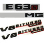 1 Par De Letras Planas Cromadas V8 Biturbo Fender Emblemas I