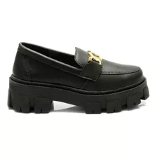 Sapato Feminino Mocassim Oxford Sola Tratorada Tendencia 