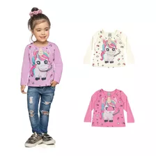 Roupa De Bebe Kit 3 Blusas Infantil Manga Longa Meia Malha 