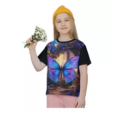 Camiseta Infantil Borboleta Mariposa Encantada Jardim Magico