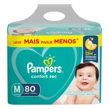 Fraldas Descartáveis Infantis Confort Sec Com 80 Unidades Tamanho M Pampers