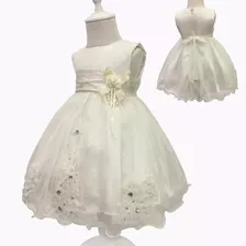 Vestido Batismo Ou Festa Lindo Branco Pérola Tam 3/6 Renda 