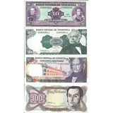 Billetes Nuevos De 10, 20, 50 Y 100 Bolívares. Años 90'